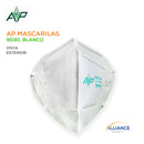 Respirador o mascarilla desechable N95 Modelo 9030, AP Mascarillas (plegable) . Con clip nasal moldeable acojinado y doble elástico,  totalmente anatómico lo que permite un ajuste perfecto