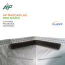 Respirador o mascarilla desechable N95 Modelo 9030, AP Mascarillas (plegable) . Con clip nasal moldeable acojinado y doble elástico, totalmente anatómico lo que permite un ajuste perfecto