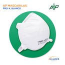 Respirador o mascarilla desechable Pro-X N95, AP Mascarillas. Con ajuste perfecto con clip nacial y elástico en la nuca. Totalmente anatómico