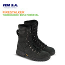 Bota Forestal Firestalker Elite. Brinda una tracción excepcional en superficies, resiste altas temperaturas y no se congela. Con triple costilla de acero para soporte del arco. Forro que se adapta al movimiento, logrando máxima resistencia a la abrasión.