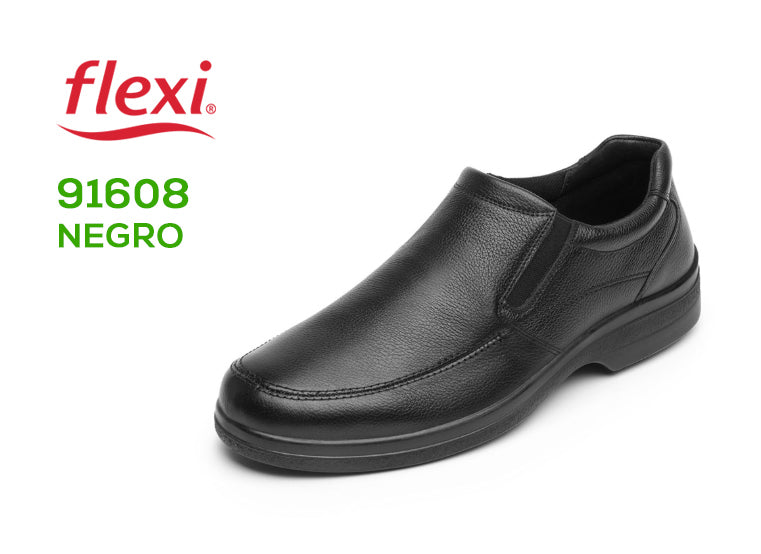 Calzado de confort para hombre-  Flexi 91608 choclo negro