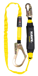 Cable contra caídas Hawk 651. Linea o cuerda flexible que sirve para asegurar el arnés a un punto de anclaje mediante un gancho grande de seguridad y otro gancho chico por los extremos cuenta con amortiguador externo que disipa el impacto en caso de caída. Cumple con ANSI A10.32-2004  