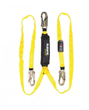 Cable contra caídas Hawk 661. Linea o cuerda flexible de dos brazos que sirve para asegurar el arnés a un punto de anclaje mediante dos ganchos chicos de seguridad por los extremos cuenta con amortiguador externo que disipa el impacto en caso de caída. Cumple con ANSI A10.32-2004    