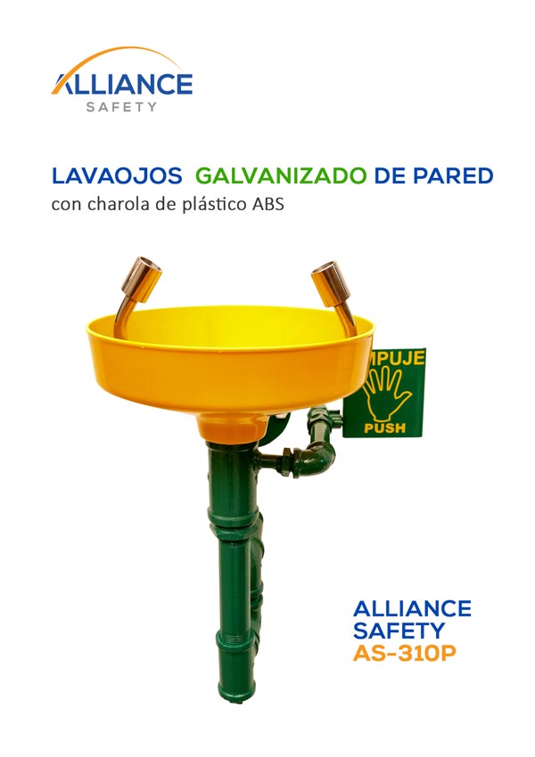 Lavaojos de Pared, Galvanizado con charola de Plástico ABS Alliance Safety, AS-310P