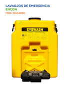 Lavaojos de emergencia portátil con capacidad máxima de 14 galones, alimentado por gravedad. Ideal para lugares que no cuentan con agua potable.