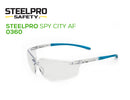 Lentes Steelpro Spy City AF - Mod. 0360. Lente ultra liviano de policarbonato, diseño aero, resistente a impactos, marco de policarbonato y patillas hechas en el mismo material, con insertos de goma hipoalergénica, ideal para el uso diario. Cuenta con sistema anti-empañante, anti-rayadura y filtro UV.