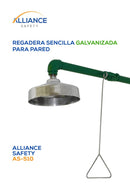 Regadera de Emergencia Galvanizada Sencilla a Pared con campana Acero Inoxidable, Alliance Safety, AS-510