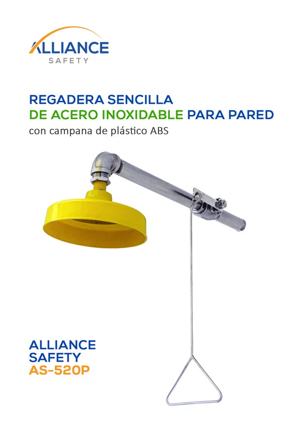 Regadera de Emergencia de Acero Inoxidable Sencilla a Pared Alliance Safety con campana plástica ABS, AS-520P