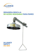 Regadera de Emergencia de Acero Inoxidable Sencilla a Pared Alliance Safety, AS-520